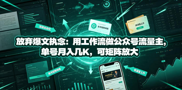 放弃爆文执念：用工作流做公众号流量主，单号月入几K，可矩阵放大-爱搭资源网