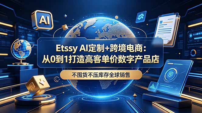 Etsy AI定制+跨境电商：从0到1打造高客单价数字产品店，不囤货不压库存全球销售-爱搭资源网