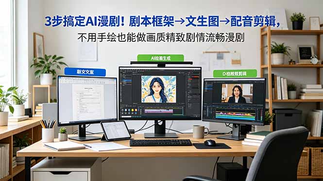 3步搞定AI漫剧！剧本框架→文生图→配音剪辑，不用手绘也能做画质精致剧情流畅漫剧-爱搭资源网