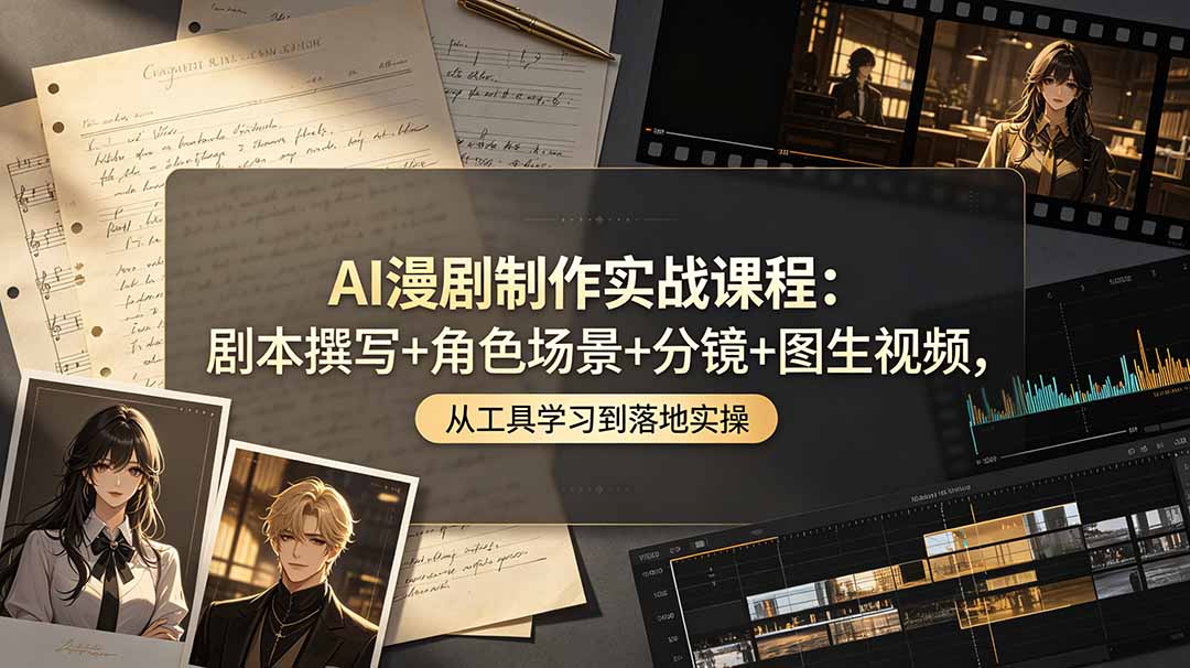 AI漫剧制作实战课程：剧本撰写+角色场景+分镜+图生视频，从工具学习到落地实操-爱搭资源网