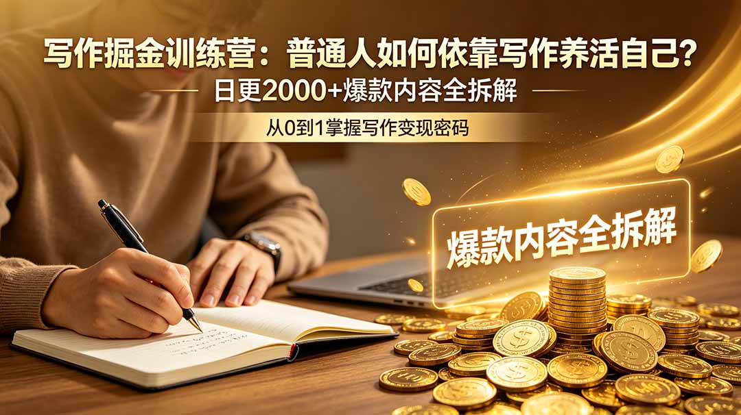 写作掘金训练营:普通人如何依靠写作养活自己?日更2000+爆款内容全拆解-爱搭资源网