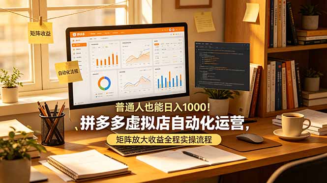 普通人也能日入 1000！拼多多虚拟店自动化运营，矩阵放大收益全程实操流程-爱搭资源网