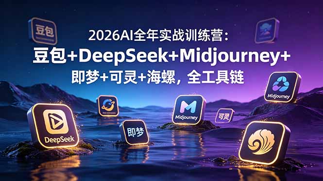 2026AI全年实战训练营：豆包+DeepSeek+Midjourney+即梦+可灵+海螺，全工具链-爱搭资源网