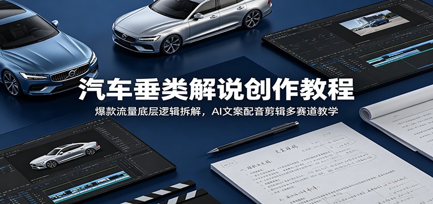 汽车垂类解说创作教程：爆款流量底层逻辑拆解，AI文案配音剪辑多赛道教学-爱搭资源网