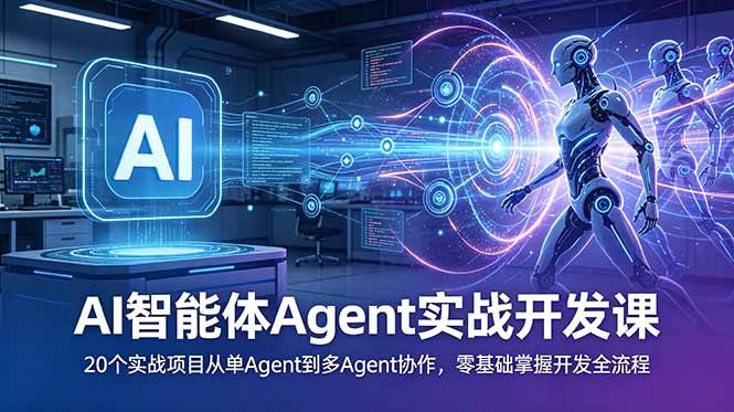 AI智能体Agent实战开发课：20个实战项目从单Agent到多Agent协作，零基础掌握开发全流程-爱搭资源网