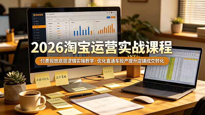 2026 淘宝运营实战课程,付费投放底层逻辑实操教学,优化直通车投产提升店铺成交转化-爱搭资源网