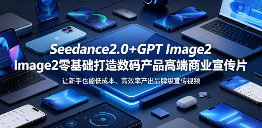 Seedance2.0+GPT Image2零基础打造数码产品高端商业宣传片，让新手也能低成本、高效率产出品牌级宣传视频-爱搭资源网