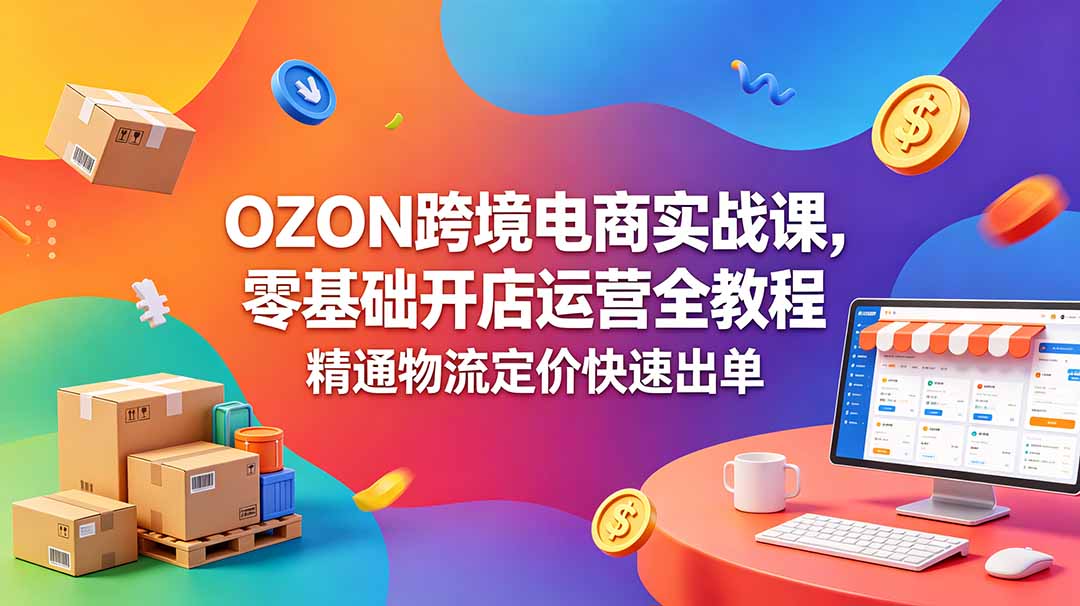 OZON 跨境电商实战课,零基础开店运营全教程,精通物流定价快速出单-爱搭资源网
