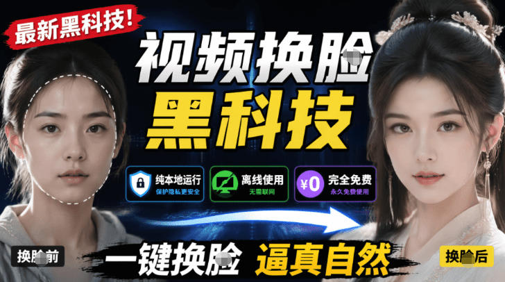 AI人工智能如此夸张？一键视频换Lian黑科技，纯本地离线运行，本地视频换Lian娱乐工具，AI FaceSwap-爱搭资源网