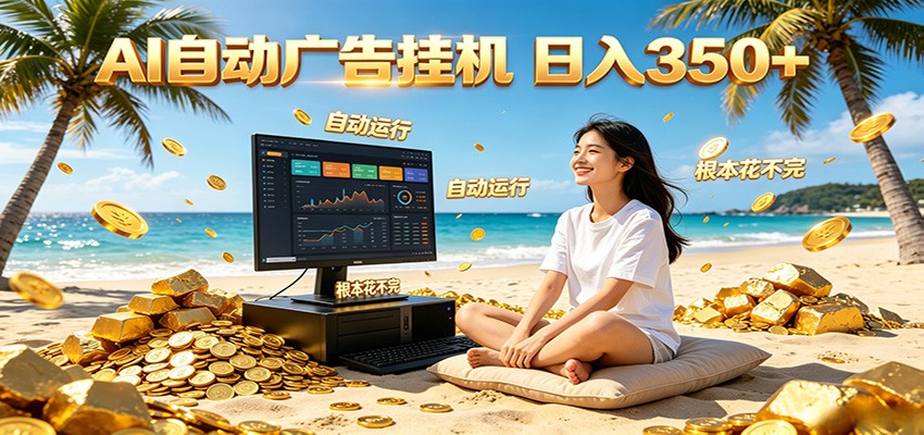 AI自动广告挂机 日入350+ 真正做到躺赚式变现，根本花不完！-爱搭资源网