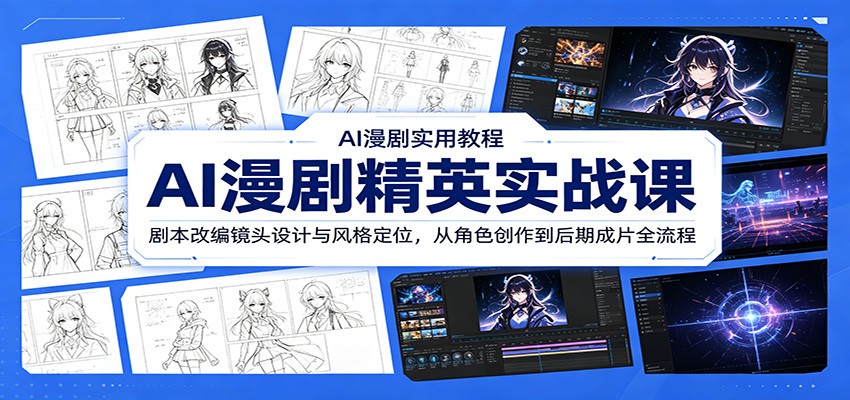 AI漫剧精英实战课：剧本改编镜头设计与风格定位，从角色创作到后期成片全流程-爱搭资源网