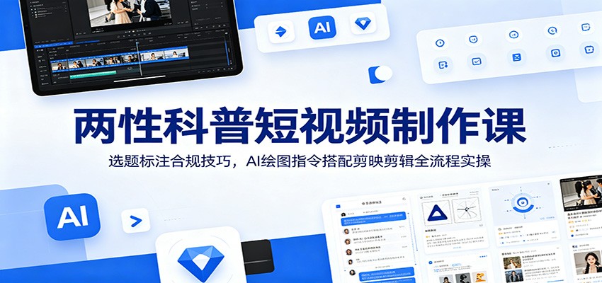 两性科普短视频制作课：选题标注合规技巧，AI绘图指令搭配剪映剪辑全流程实操-爱搭资源网