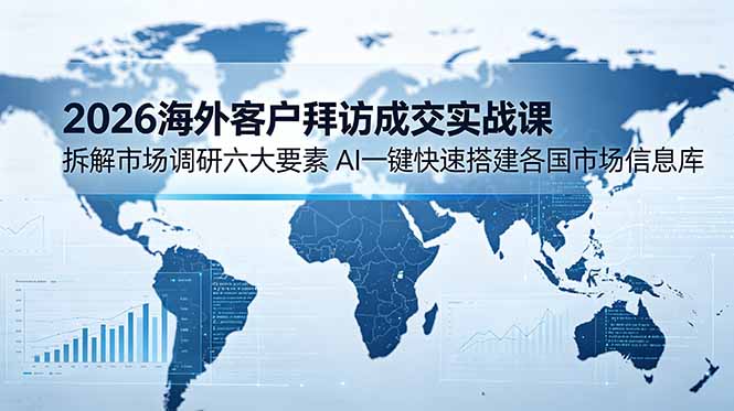 2026海外客户拜访成交实战课：拆解市场调研六大要素，AI一键快速搭建各国市场信息库-爱搭资源网