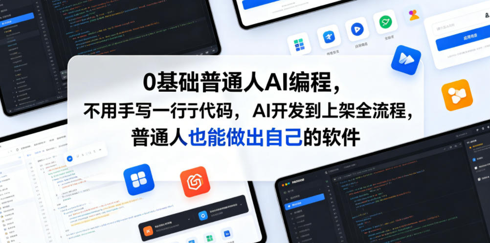 0基础普通人AI编程，不用手写一行代码，AI开发到上架全流程，普通人也能做出自己的软件-爱搭资源网