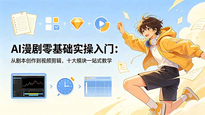 AI漫剧零基础实操入门：从剧本创作到视频剪辑，十大模块一站式教学-爱搭资源网