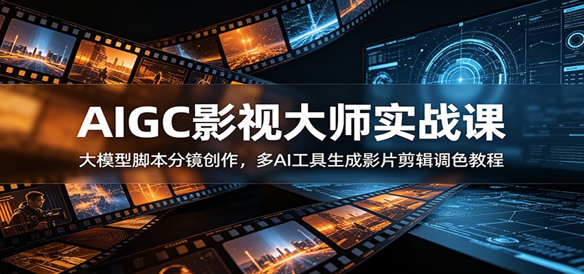 AIGC影视大师实战课：大模型脚本分镜创作，多AI工具生成影片剪辑调色教程-爱搭资源网