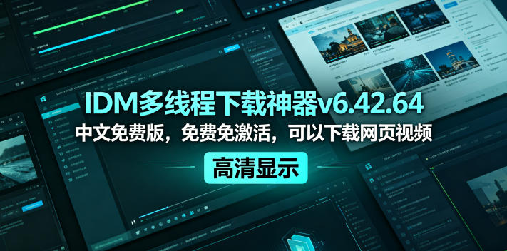 IDM多线程下载神器v6.42.64中文免费版，免费免激活，可以下载网页视频(例如飞书文档内的视频)-爱搭资源网