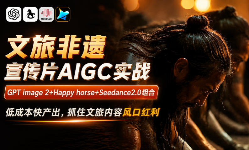 文旅非遗宣传片AIGC实战，GPT image 2+Happy horse+Seedance2.0组合，低成本快产出，抓住文旅内容风口红利-爱搭资源网