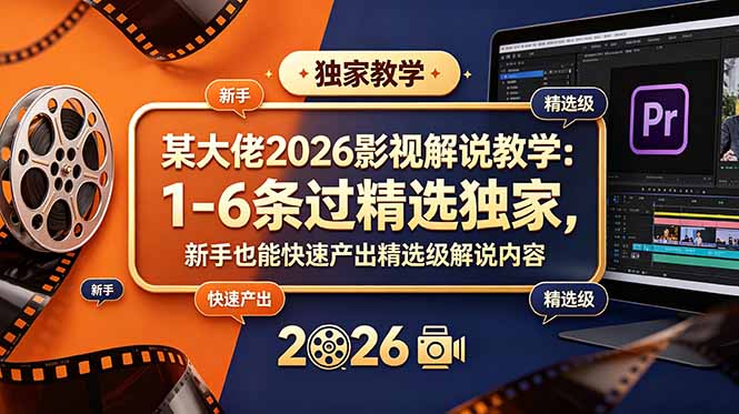 某大佬2026影视解说教学:1-6条过精选独家,新手也能快速产出精选级解说内容-爱搭资源网