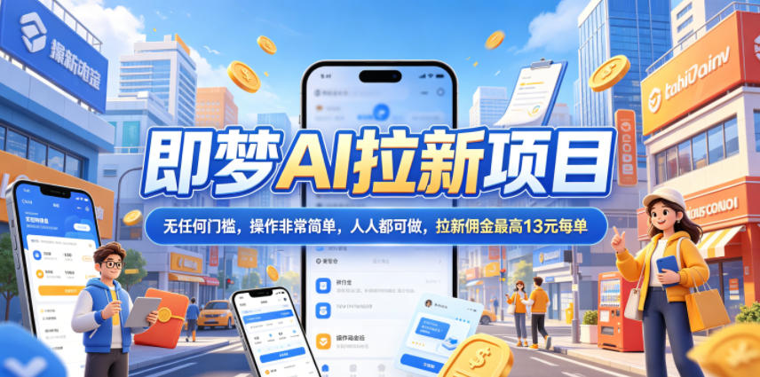 2026年即梦AI拉新项目最新玩法，无任何门槛，操作非常简单，人人都可做，拉新佣金最高13米每单(更新6月30日)-爱搭资源网