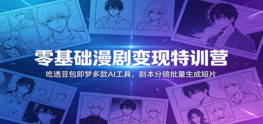 零基础漫剧变现特训营：玩转豆包即梦多款AI工具，剧本分镜批量生成短片-爱搭资源网