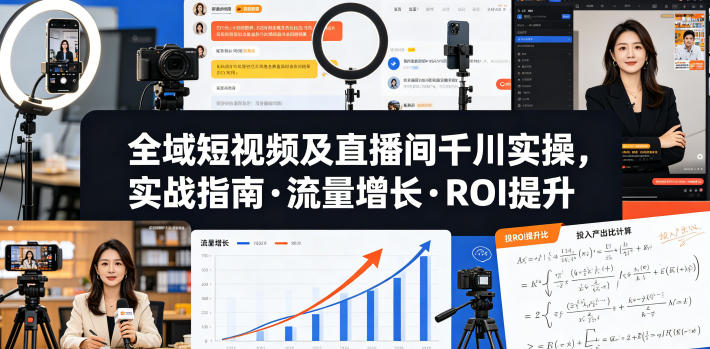 全域短视频及直播间千川实操，实战指南·流量增长·ROI提升(更新)-爱搭资源网