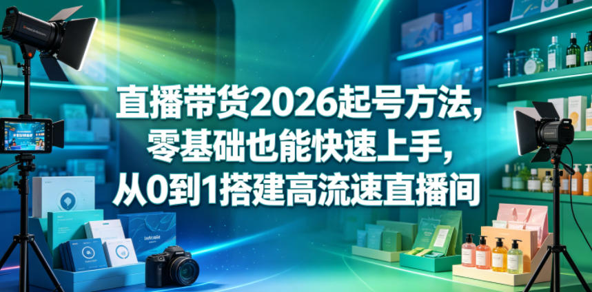 直播带货2026起号方法，零基础也能快速上手，从0到1搭建高流速直播间-爱搭资源网