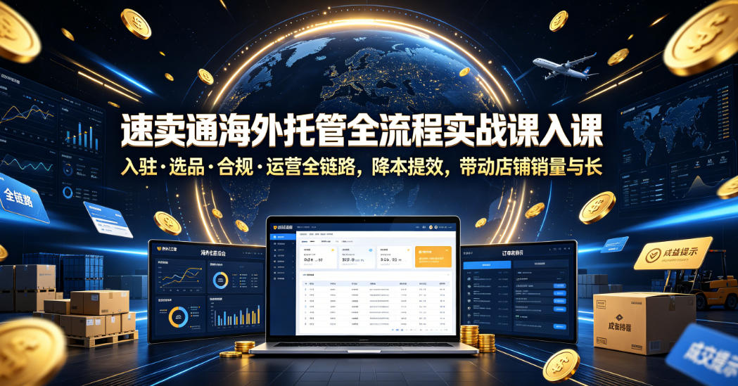 速卖通海外托管全流程实战课入驻・选品・合规・运营全链路,降本提效,带动店铺销量与收益增长-爱搭资源网