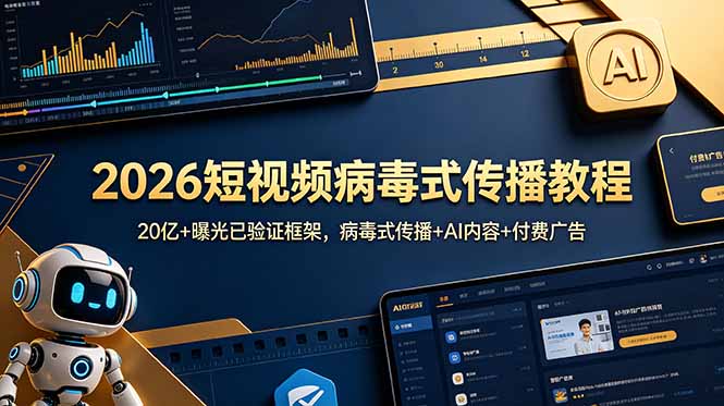 2026短视频病毒式传播教程：20亿+曝光已验证框架，病毒式传播+AI内容+付费广告-爱搭资源网