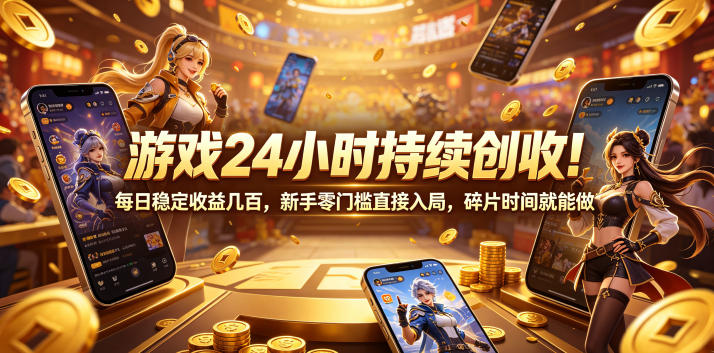 游戏24小时持续创收！每日稳定收益几百，新手零门槛直接入局，碎片时间就能做【揭秘】-爱搭资源网