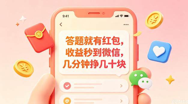 答题就有红包,收益秒到微信,几分钟挣几十块,学生党上班族宝妈都可以玩【揭秘】-爱搭资源网