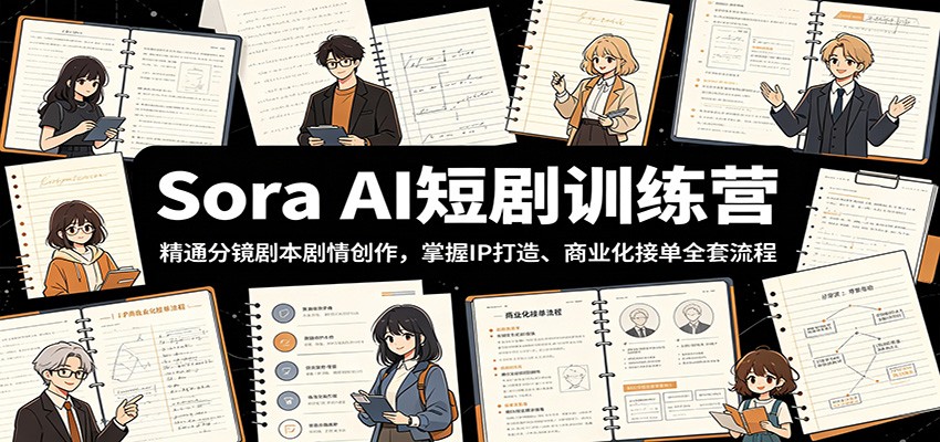 Sora AI短剧训练营：精通分镜剧本剧情创作，掌握IP打造、商业化接单全套流程-爱搭资源网
