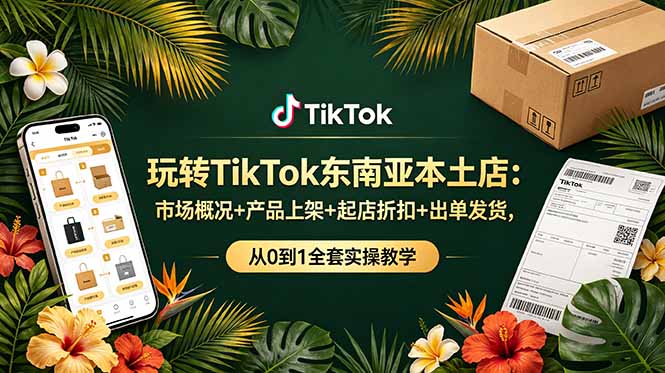 玩转TikTok东南亚本土店:市场概况+产品上架+起店折扣+出单发货,从0到1全套实操教学-爱搭资源网