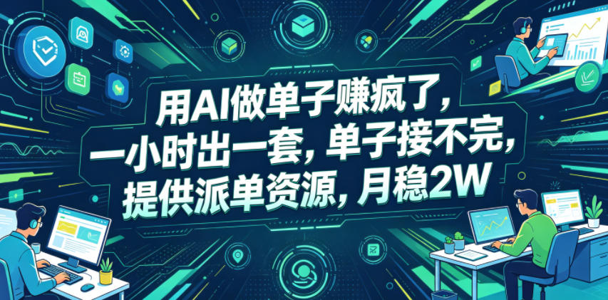 用AI做单子賺疯了，一小时出一套，单子接不完，提供派单资源，月稳2W【揭秘】-爱搭资源网