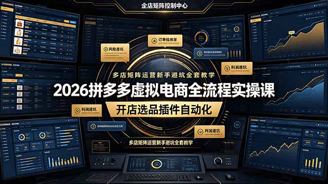 2026拼多多虚拟电商全流程实操课，开店选品插件自动化，多店矩阵运营新手避坑全套教学-爱搭资源网