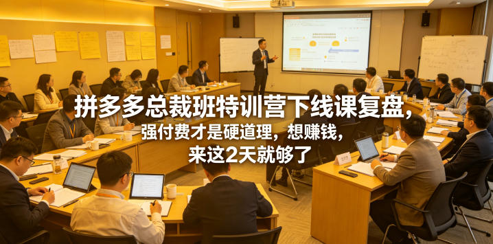 拼多多总裁班特训营下线课复盘，强付费才是硬道理，想賺钱，来这2天就够了-爱搭资源网