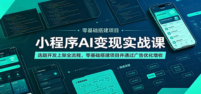 小程序AI变现实战课：选题开发上架全流程，零基础搭建项目并通过广告优化增收-爱搭资源网