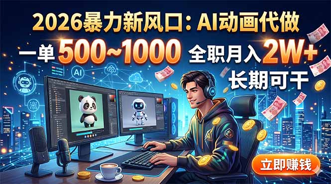 2026暴力新风口：AI动画代做，一单500~1000，全职月入2W+，长期可干-爱搭资源网