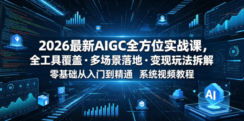 2026最新AIGC全方位实战课，全工具覆盖・多场景落地・变现玩法拆解，零基础从入门到精通系统视频教程-爱搭资源网