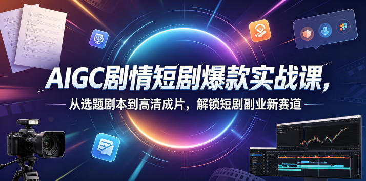 AIGC剧情短剧爆款实战课，从选题剧本到高清成片，解锁短剧副业新赛道-爱搭资源网