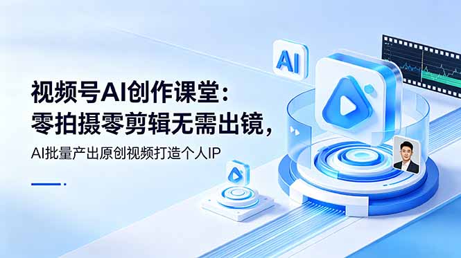 视频号AI创作课堂：零拍摄零剪辑无需出镜，AI批量产出原创视频打造个人IP-爱搭资源网