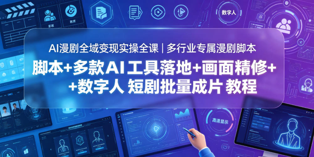 AI漫剧全域变现实操全课｜多行业专属漫剧脚本+多款AI工具落地+画面精修+数字人短剧批量成片全教程-爱搭资源网