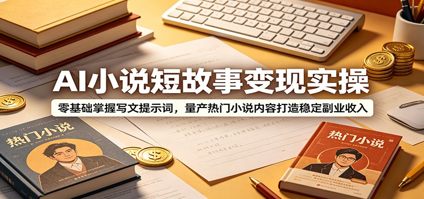 AI小说短故事变现实操：零基础掌握写文提示词，量产热门小说内容打造稳定副业收入-爱搭资源网