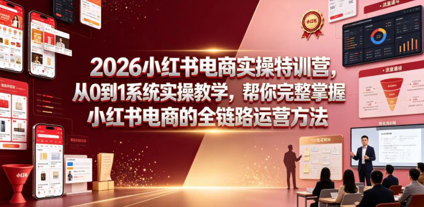 2026小红书电商实操特训营,从0到1系统实操教学,帮你完整掌握小红书电商的全链路运营方法-爱搭资源网