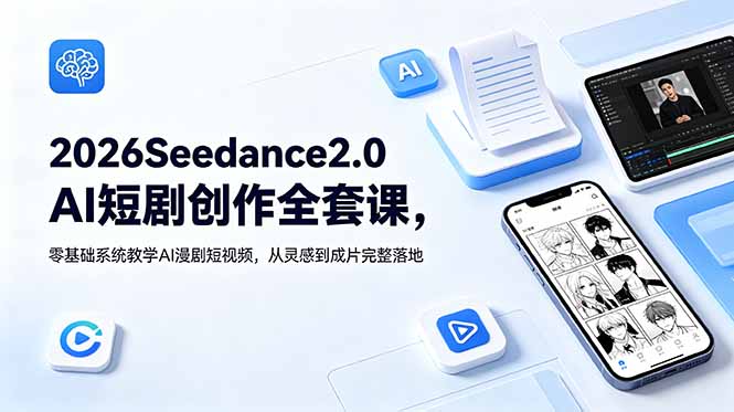 2026Seedance2.0AI短剧创作全套课，零基础系统教学AI漫剧短视频，从灵感到成片完整落地-爱搭资源网