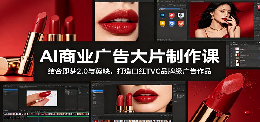AI商业广告大片制作课：结合即梦2.0与剪映，打造口红TVC品牌级广告作品-爱搭资源网