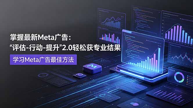 掌握最新的Meta广告,通过“评估-行动-提升”2.0版本轻松获得专业级结果。学习目前学习Meta广告的最佳方法-爱搭资源网