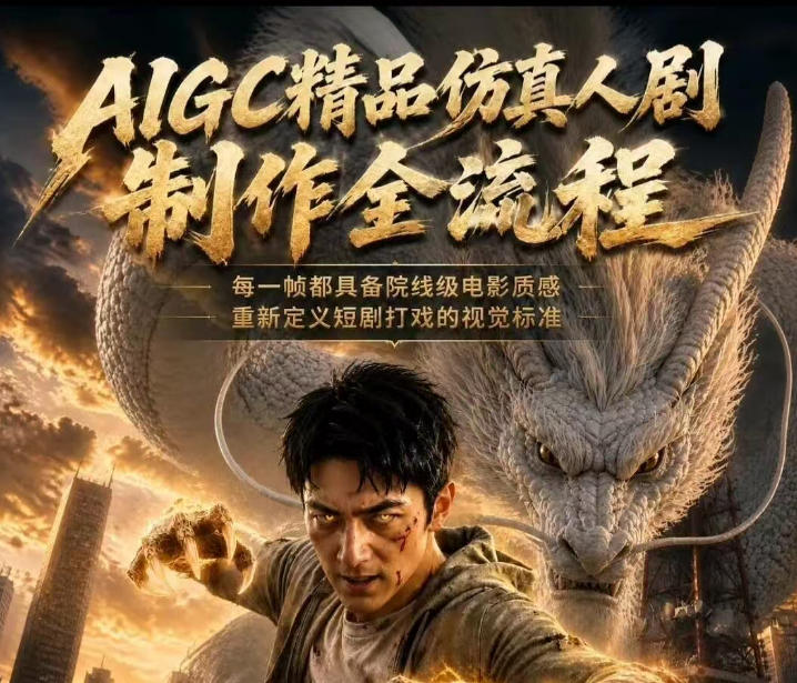 AIGC精品仿真人剧豢龙人全流程制作解析2026，国风仿真人创作+打斗剧情+人设编排，一站式AI短剧入门-爱搭资源网