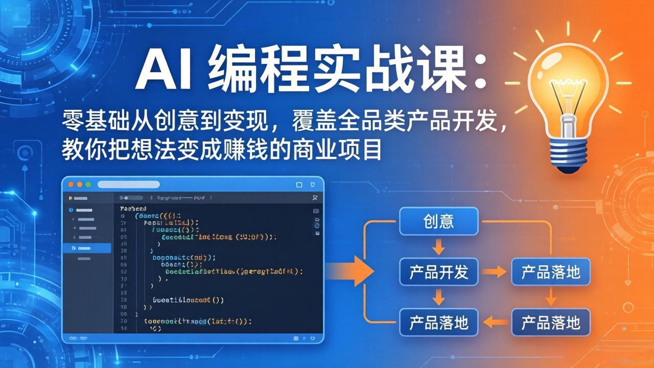 AI编程实战课-第三期-6月更新：零基础从创意到变现，覆盖全品类产品开发，把想法变成赚钱项目-爱搭资源网