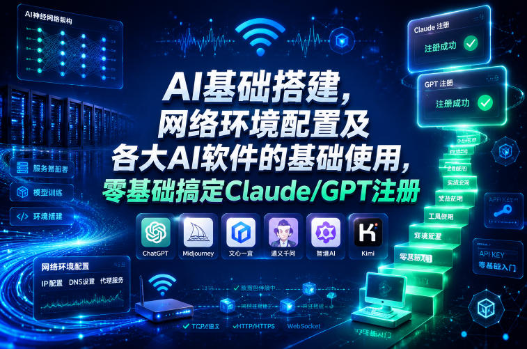 AI基础搭建，网络环境配置及各大AI软件的基础使用，零基础搞定Claude/GPT注册-爱搭资源网